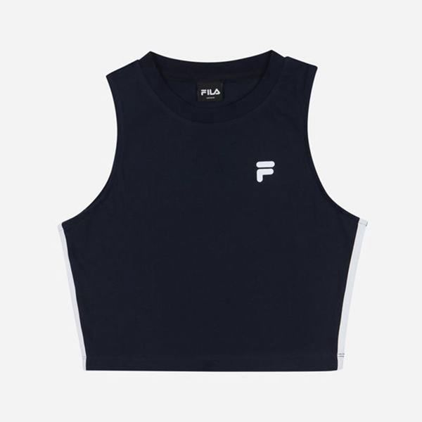 Camisetas Fila Mulher Azul Marinho - Fila Heritage Color Block Crop Sleeveless Portugal Lojas,TIUR-3